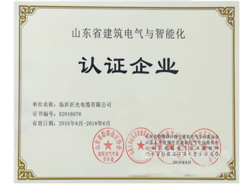 山東省建筑電氣與智能化認(rèn)證企業(yè)